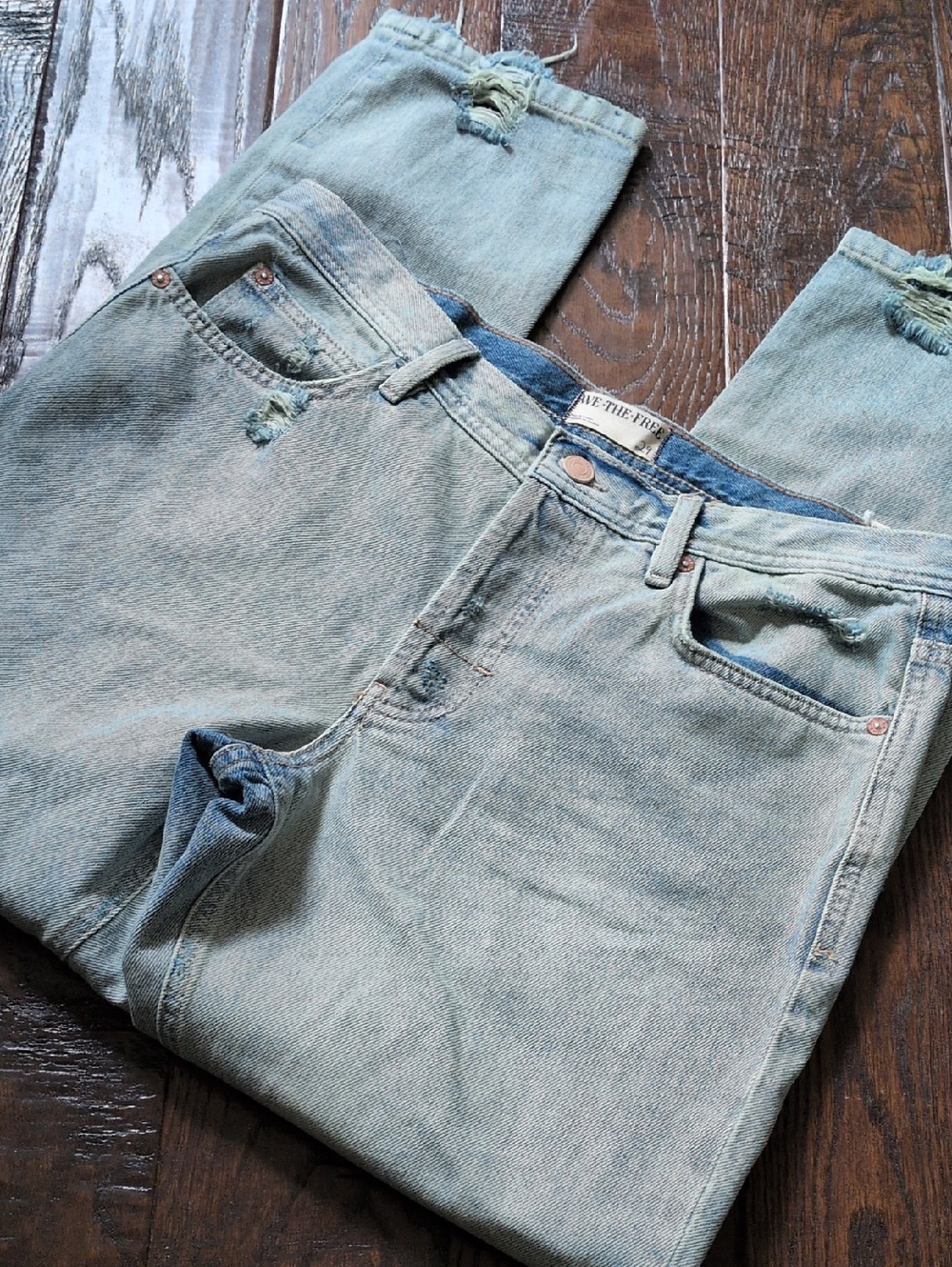 WE THE FREE I Distressed Slim Straight Leg Unknown Legend Denim Jeans, 29